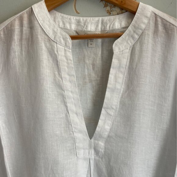Garnet Hill Women European Flax Linen Tunic Top Size XL Quiet Luxury Coastal - Picture 3 of 10